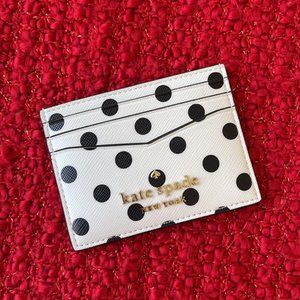 Kate Spade Staci Small Slim Cardholder Dot Printed Cream Multi